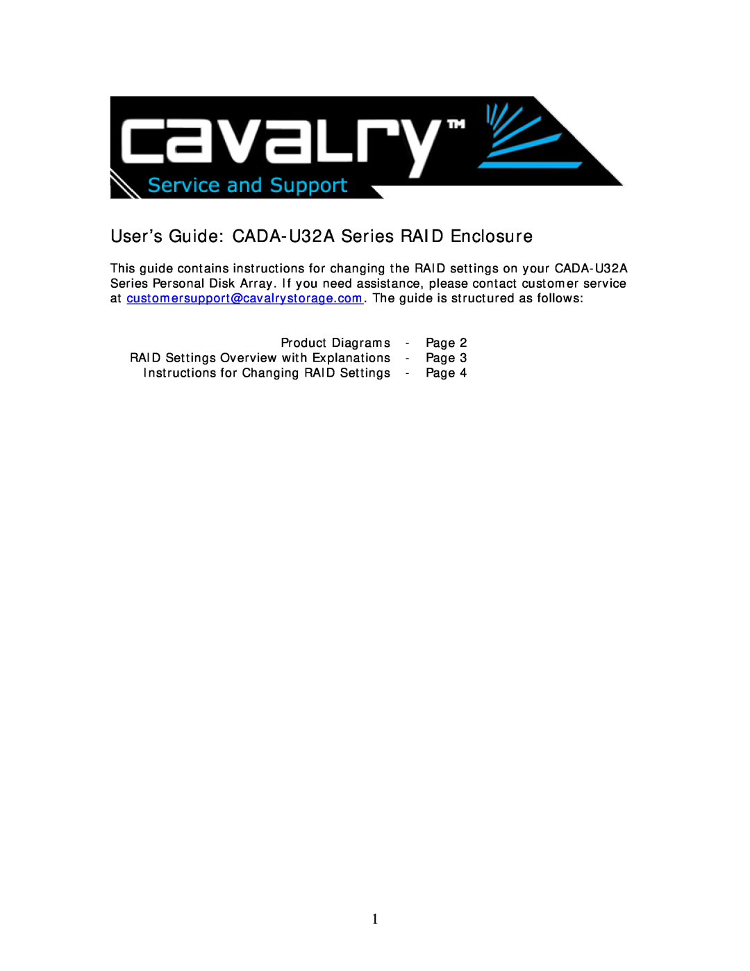 Cavalry Storage manual User’s Guide CADA-U32A Series RAID Enclosure, Product Diagrams, Page 
