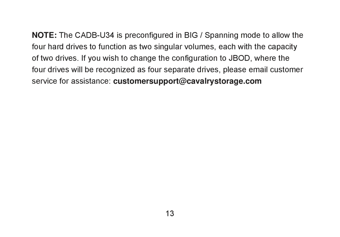 Cavalry Storage CADB-U34 user manual 