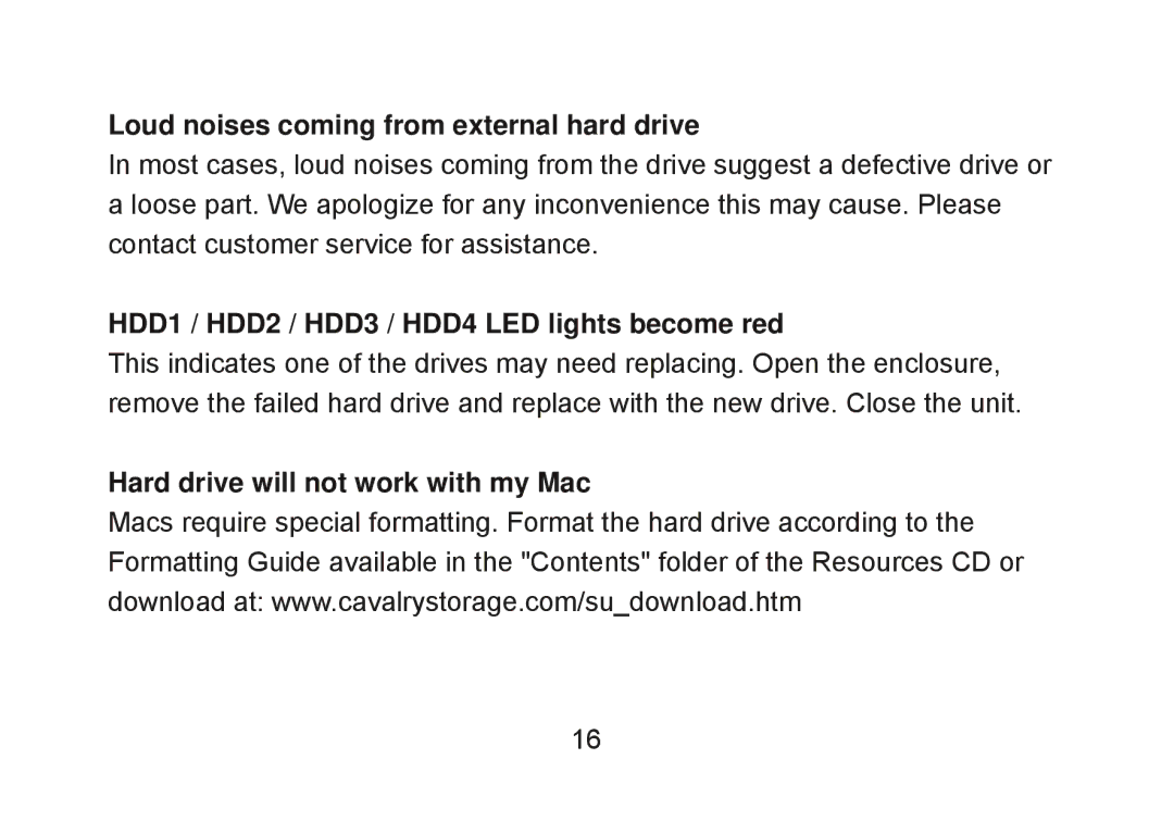 Cavalry Storage CADB-U34 Loud noises coming from external hard drive, HDD1 / HDD2 / HDD3 / HDD4 LED lights become red 