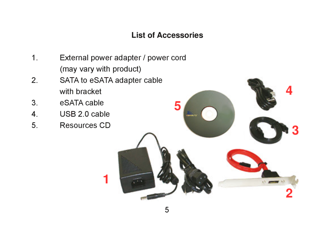 Cavalry Storage CADT-SA2 user manual List of Accessories 