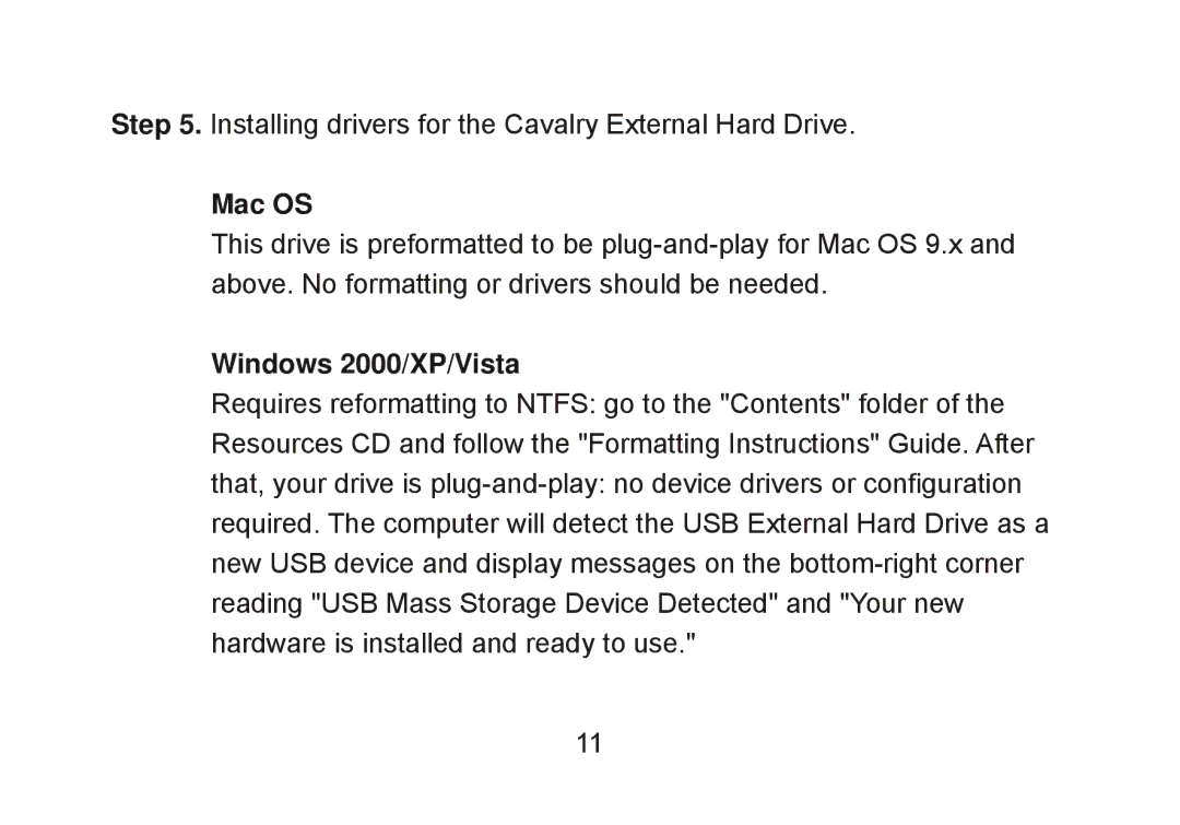 Cavalry Storage CADT-U32A user manual Mac OS, Windows 2000/XP/Vista 