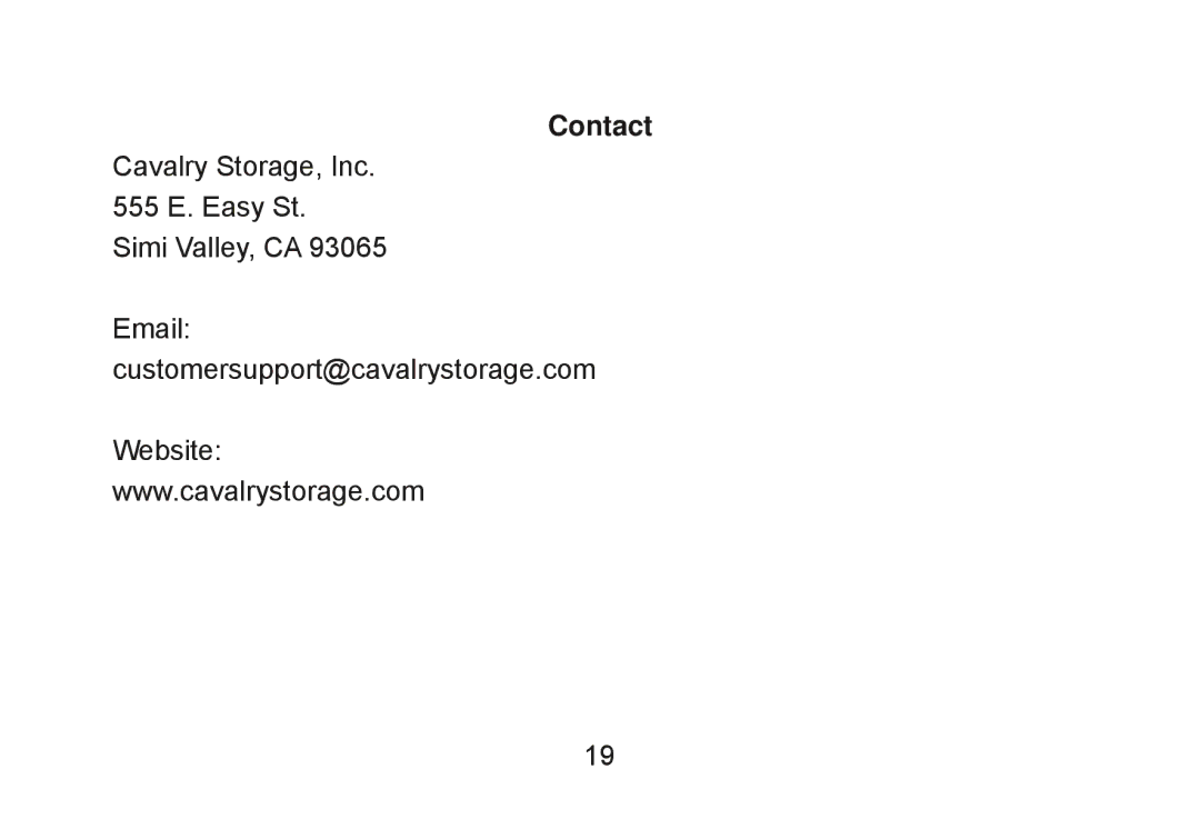 Cavalry Storage CADT-U32A user manual Contact 