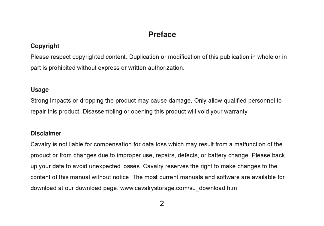 Cavalry Storage CAXM user manual Preface, Copyright 