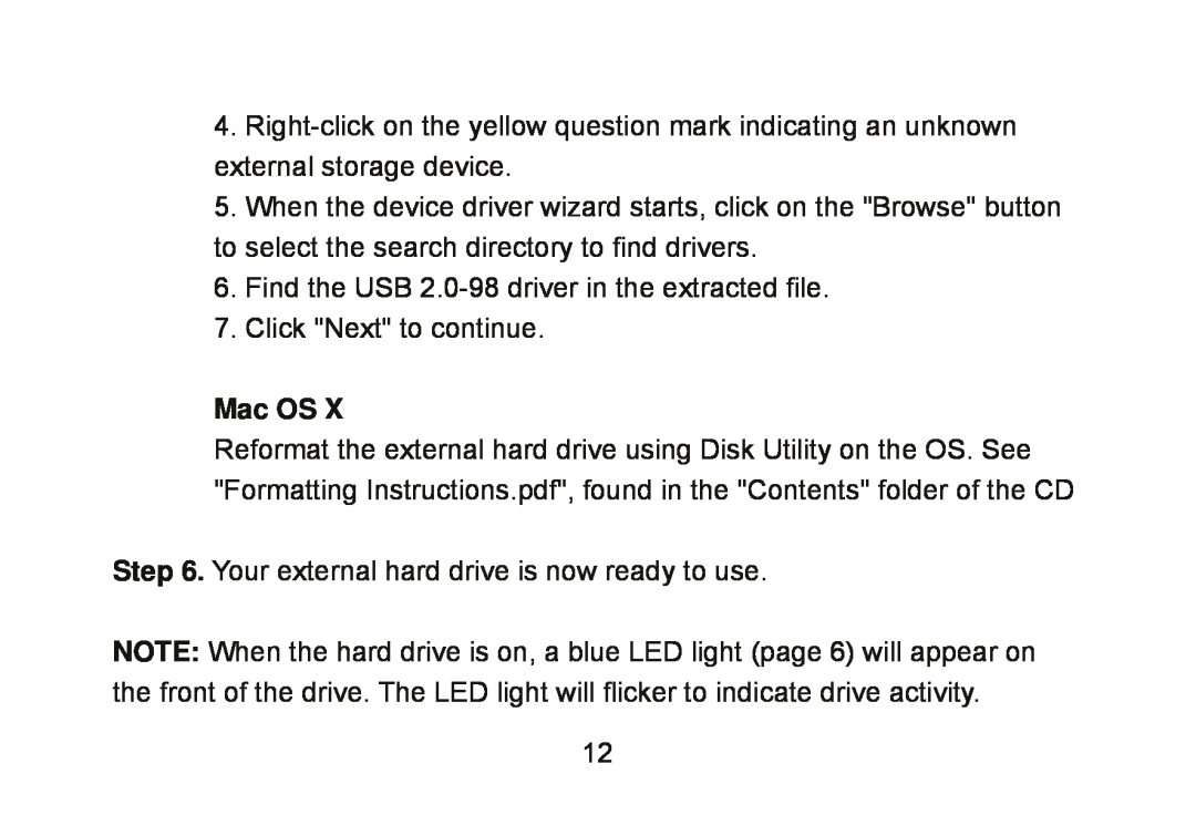 Cavalry Storage CAXM user manual Find the USB 2.0-98 driver in the extracted file, Click Next to continue, Mac OS 