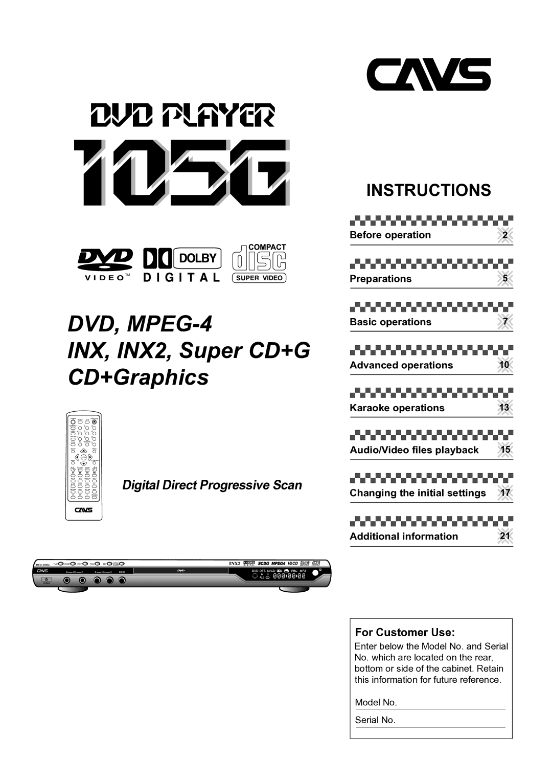 CAVS 105G manual 