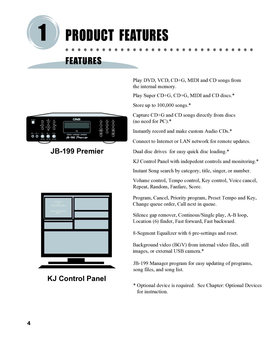 CAVS CAVS JB-199 manual Product Features 