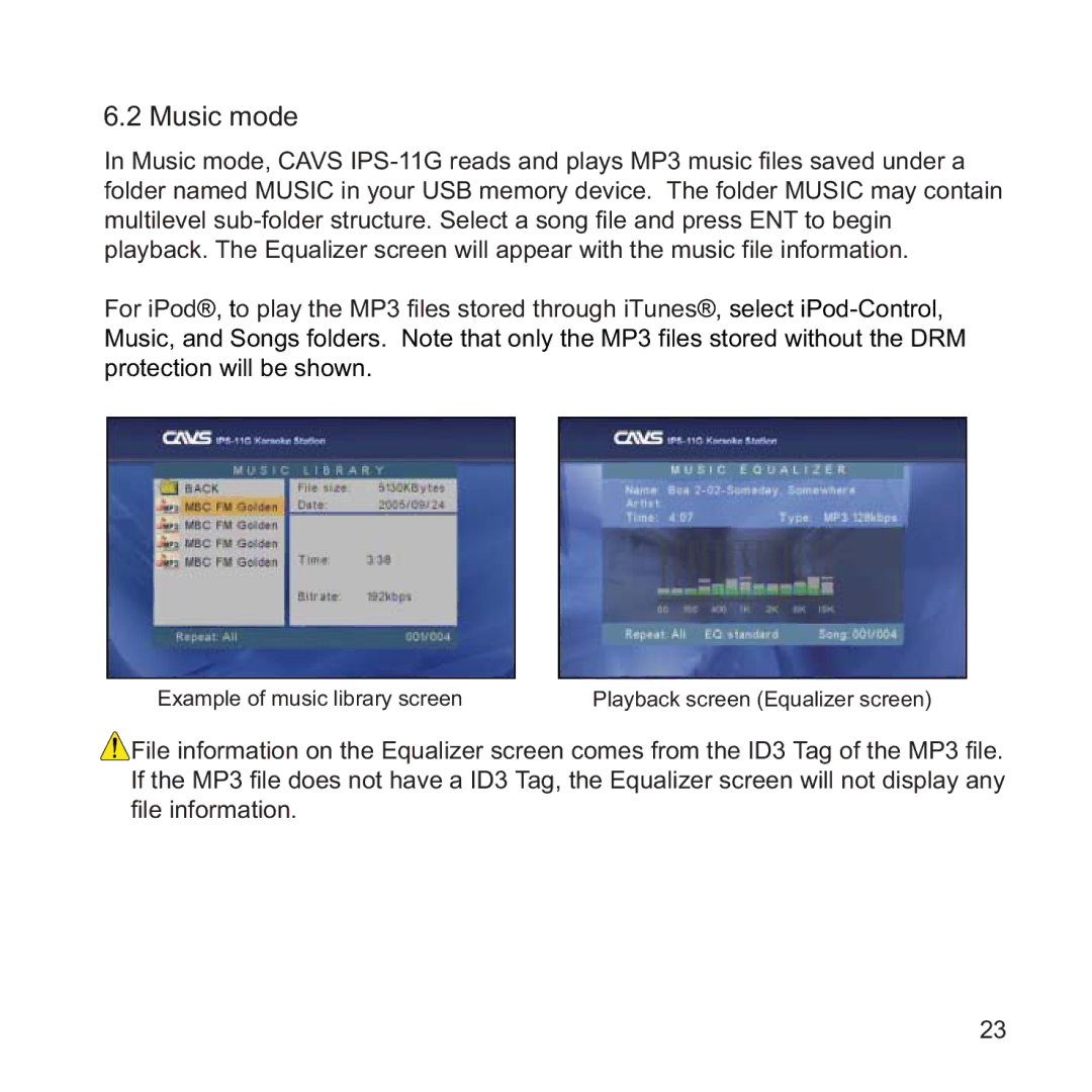 CAVS IPS-11G manual Music mode 