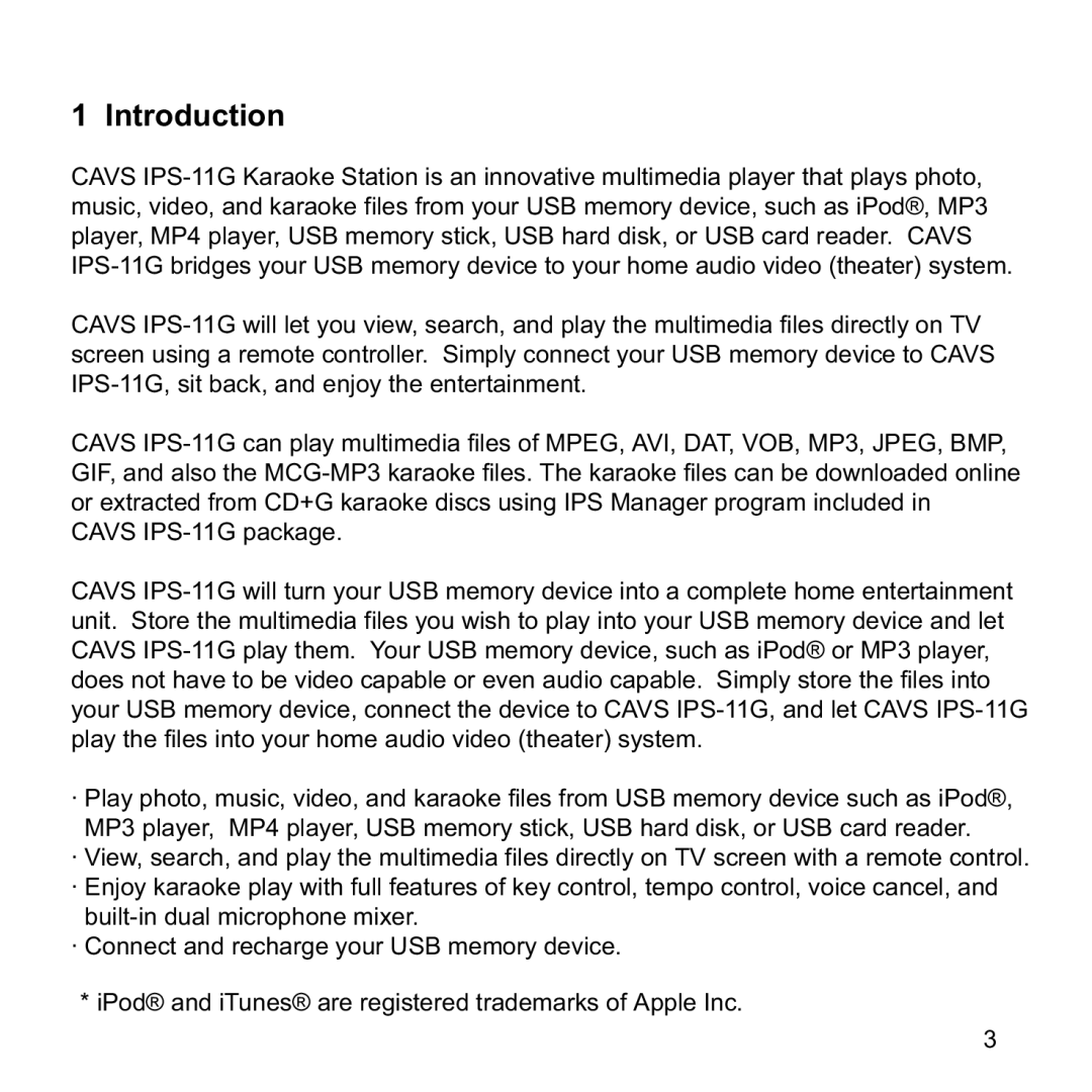 CAVS IPS-11G manual Introduction 