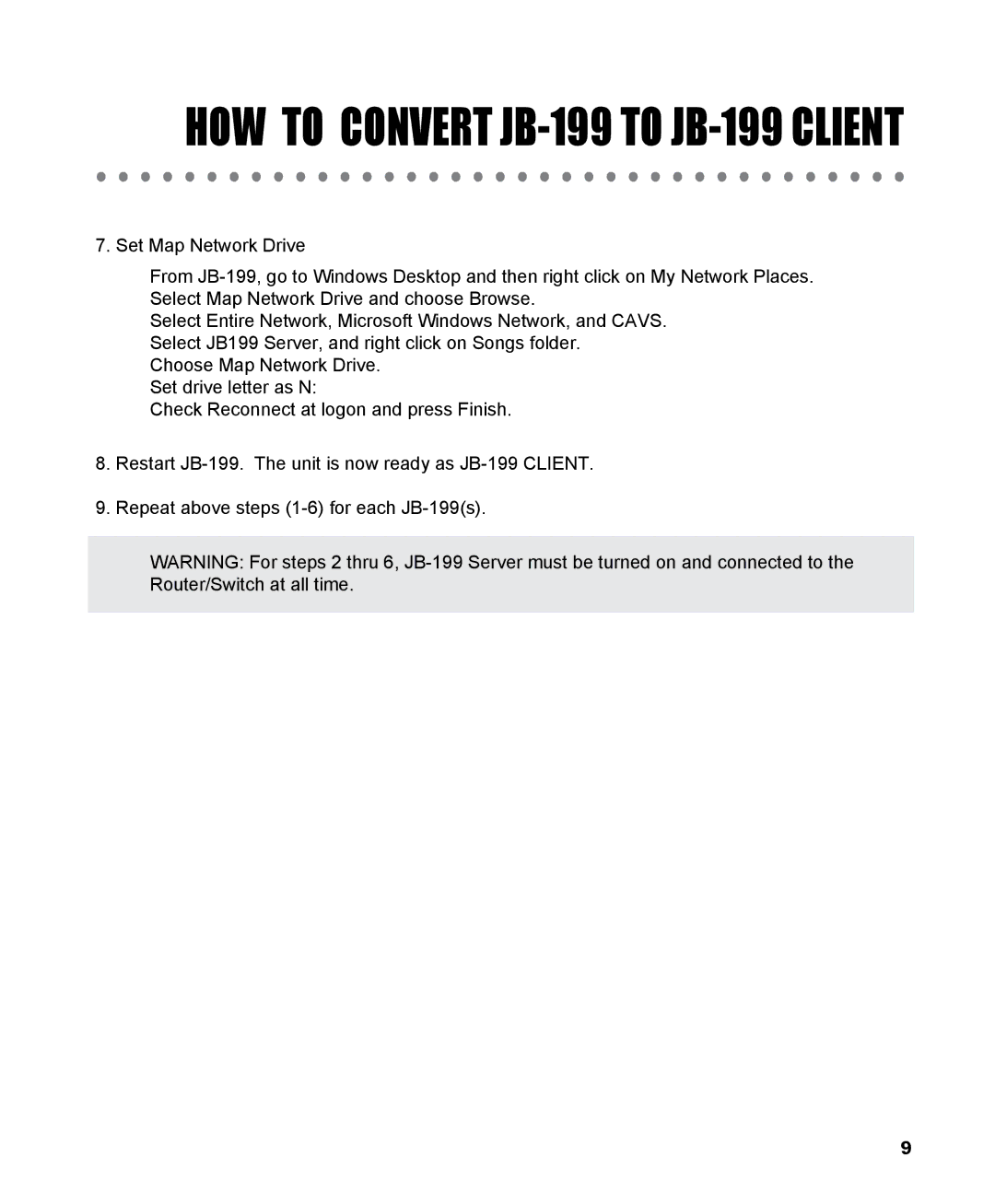 CAVS manual HOW to Convert JB-199 to JB-199 Client 