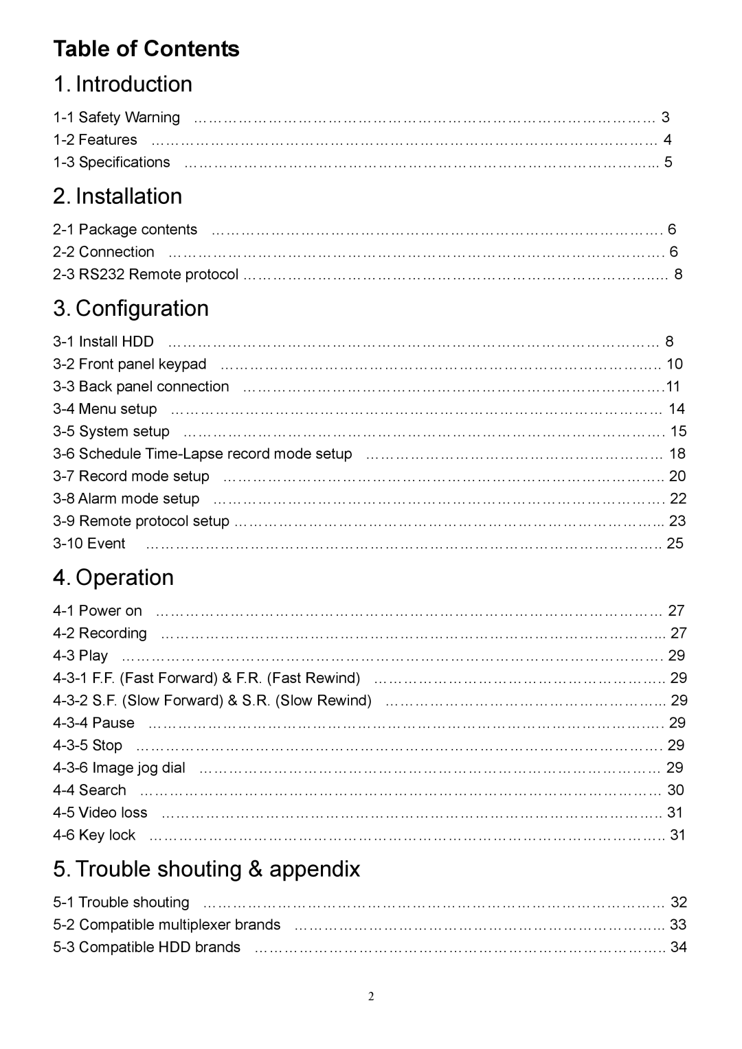 CBC CBC V 0.1 manual Table of Contents 