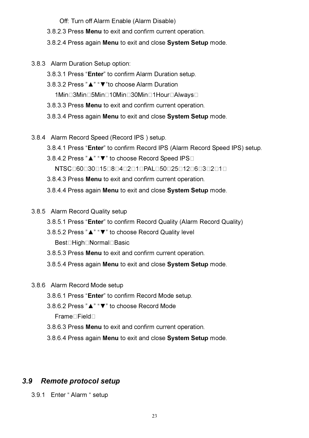 CBC CBC V 0.1 manual Remote protocol setup 