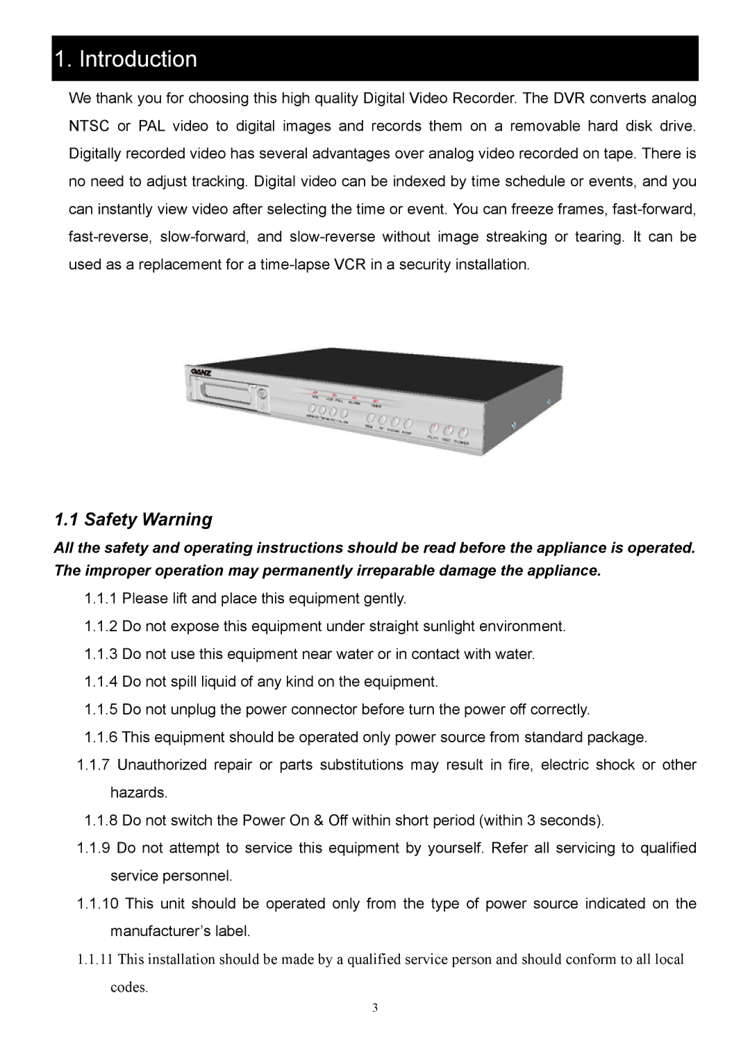 CBC CBC V 0.1 manual Introduction, Safety Warning 