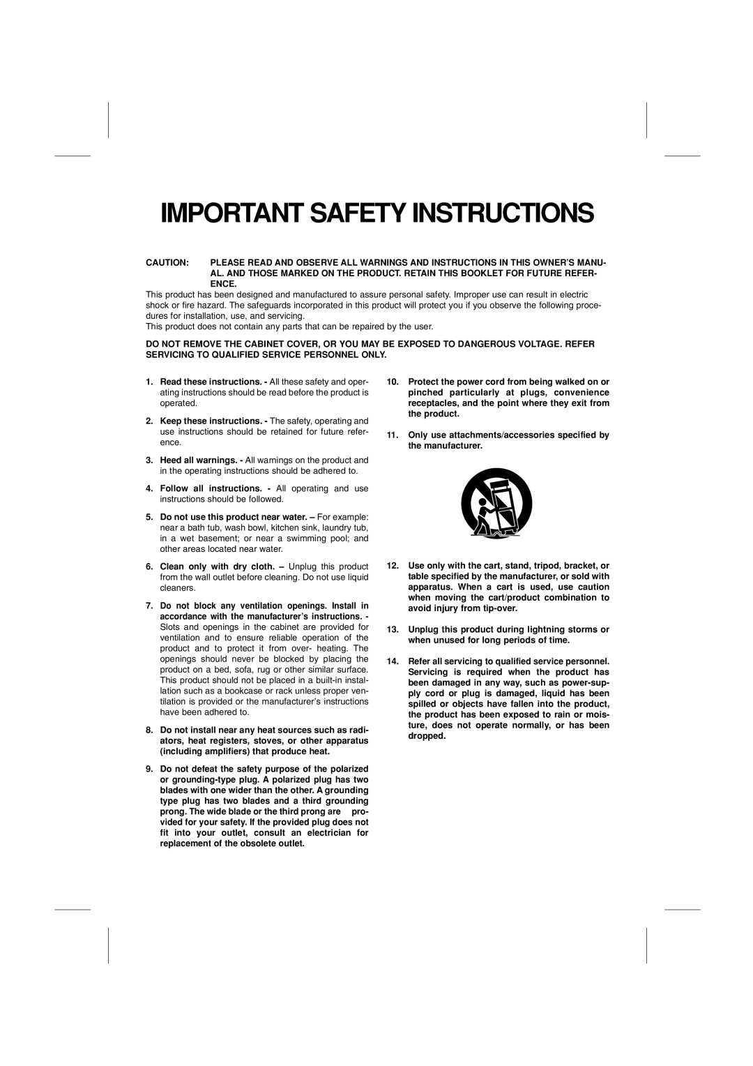 CBC CTR-030NC-2 manual Important Safety Instructions 