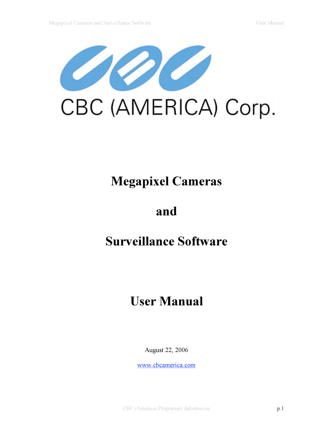 CBC manual Megapixel Cameras Surveillance Software 