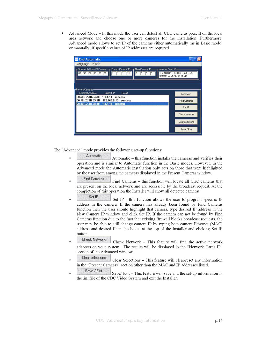 CBC manual Megapixel Cameras and Surveillance Software 