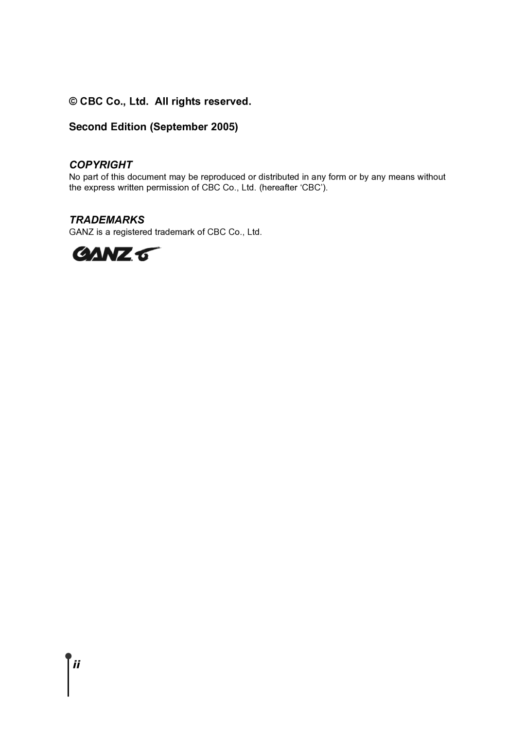 CBC ZR-DH921NP manual Copyright Trademarks 