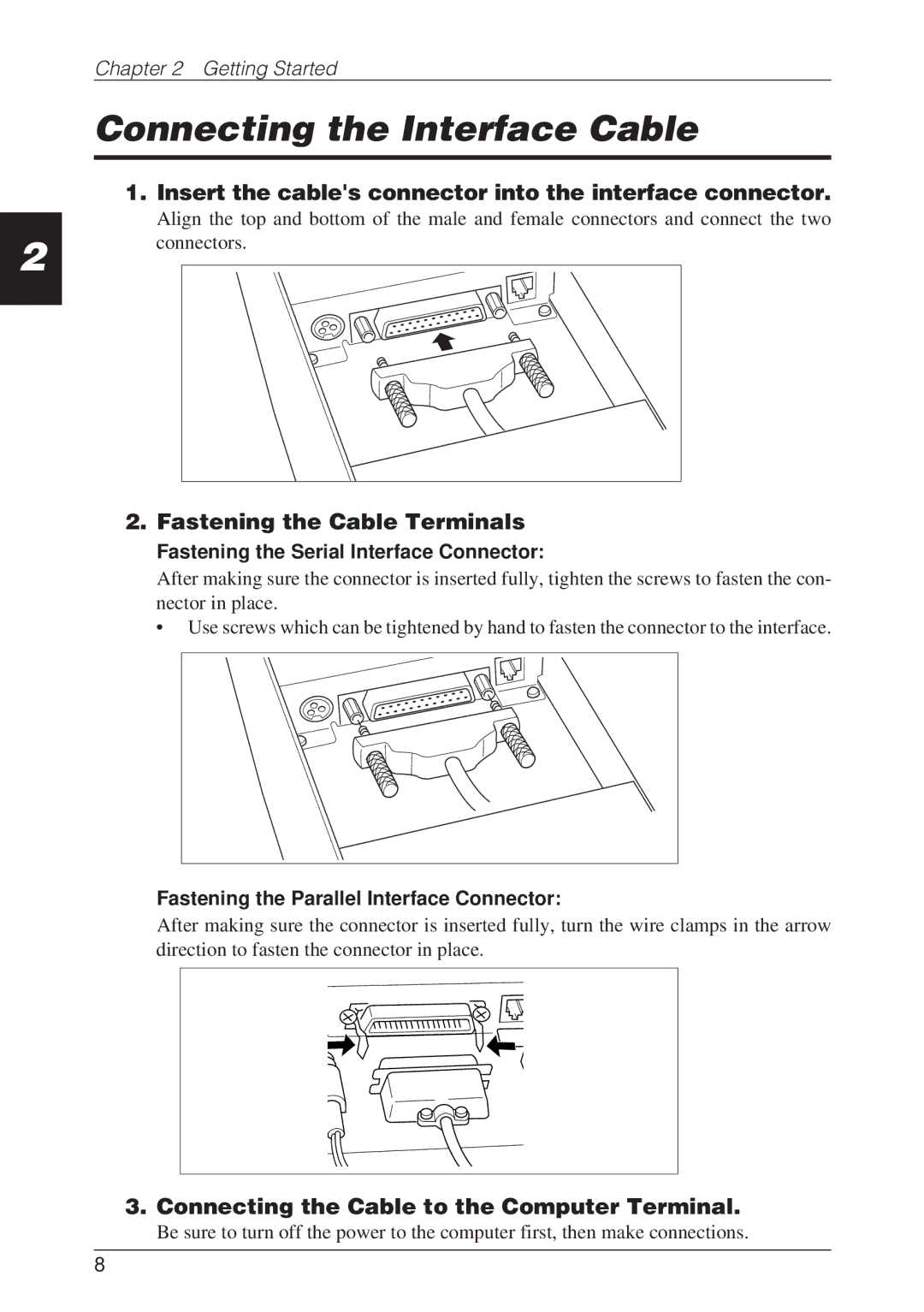 CBM America CBM-262 user manual Connecting the Interface Cable, Insert the cables connector into the interface connector 