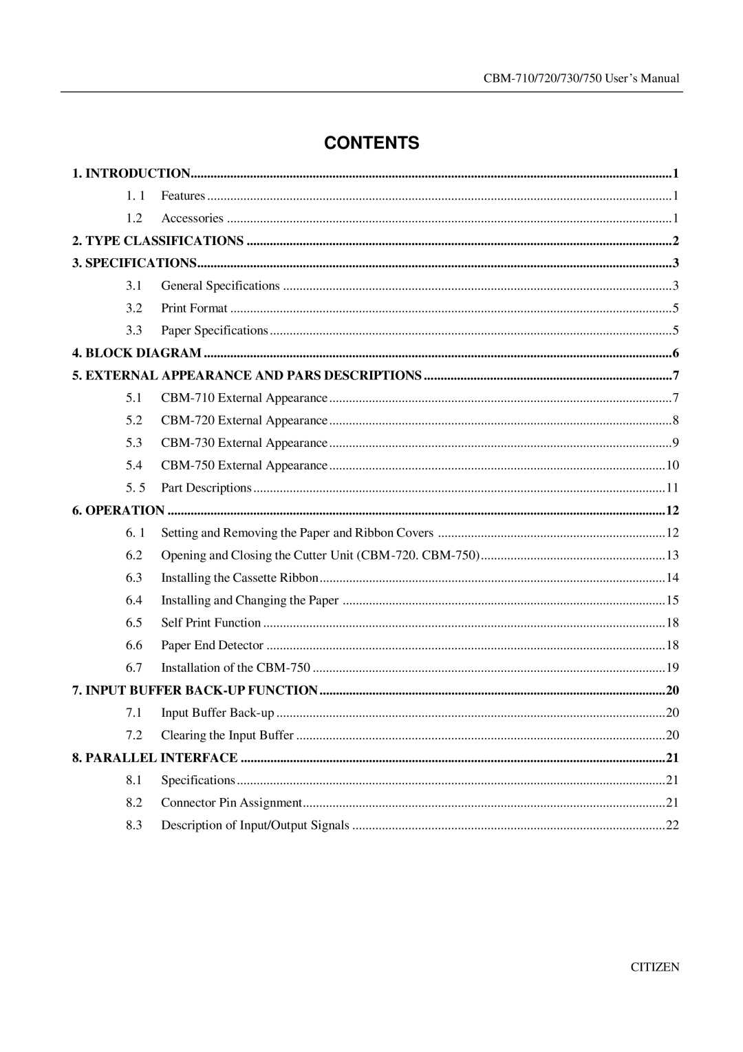 CBM America CBM-750, CBM-710, CBM-720, CBM-730 manual Contents 