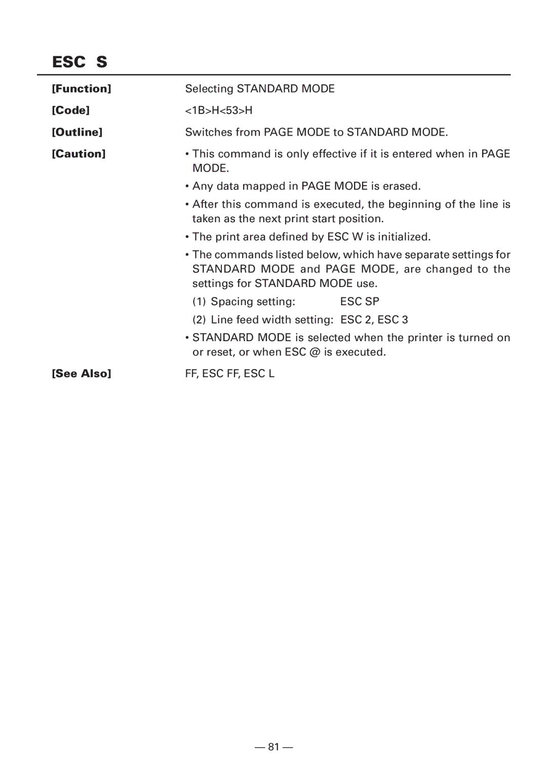 CBM America iDP3240 manual Esc S 