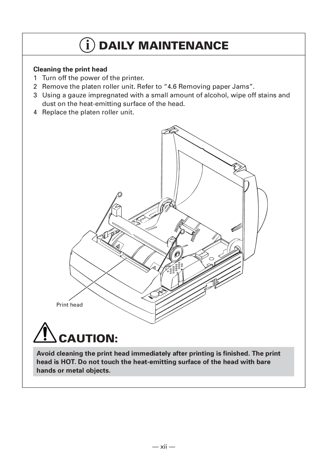 CBM America iDP3240 manual Cleaning the print head 