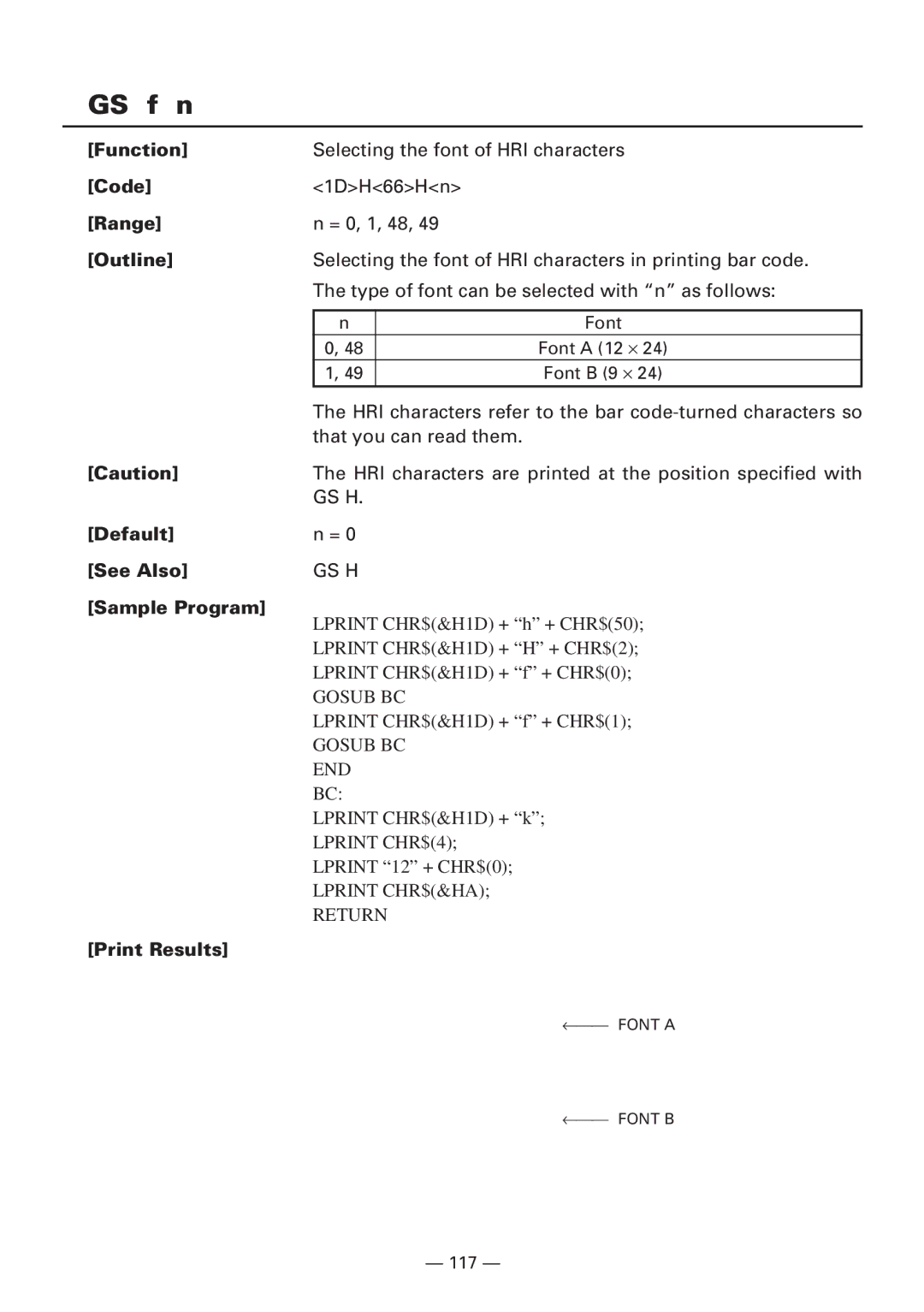 CBM America iDP3240 manual GS f n, Function 