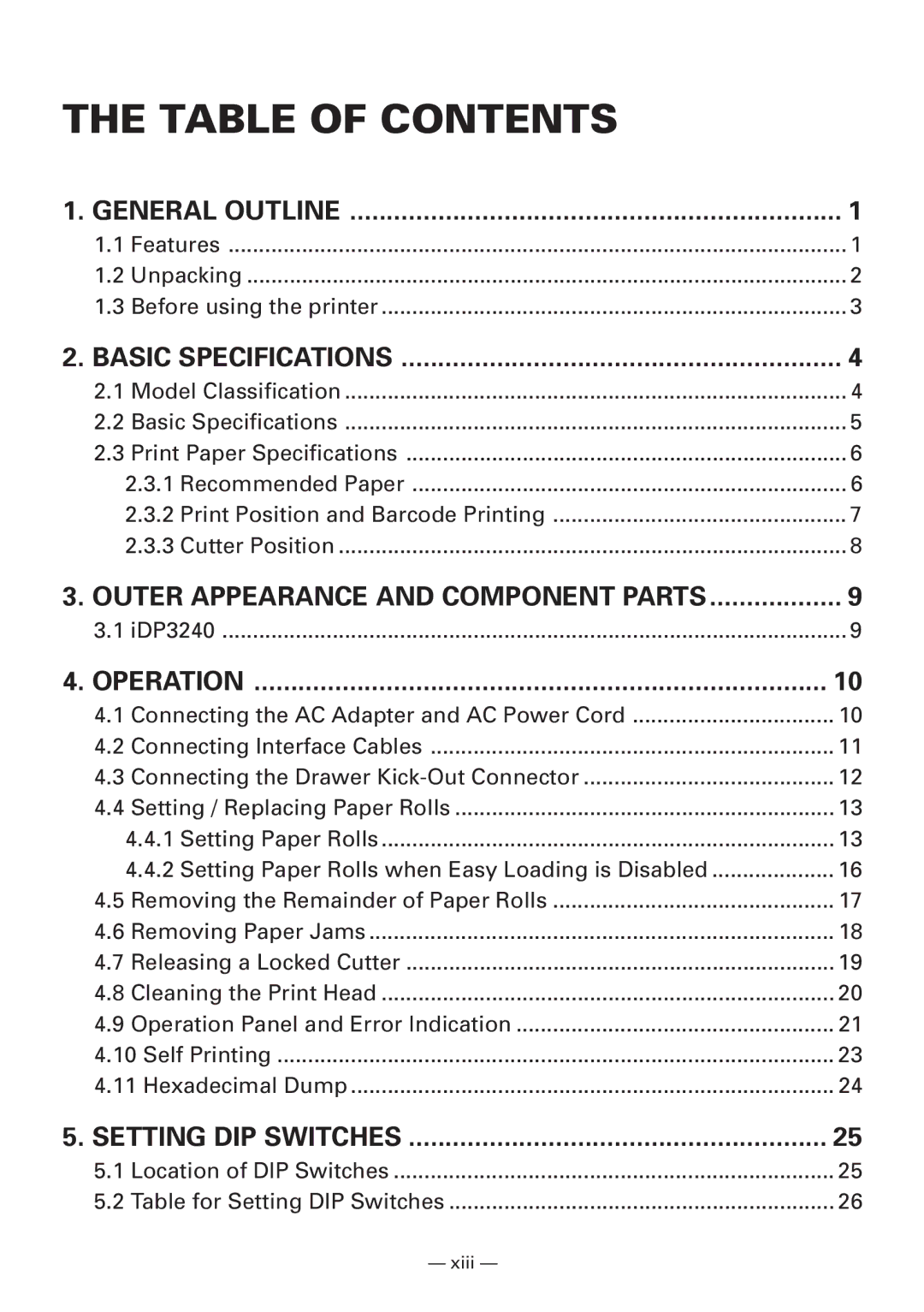 CBM America iDP3240 manual Table of Contents 