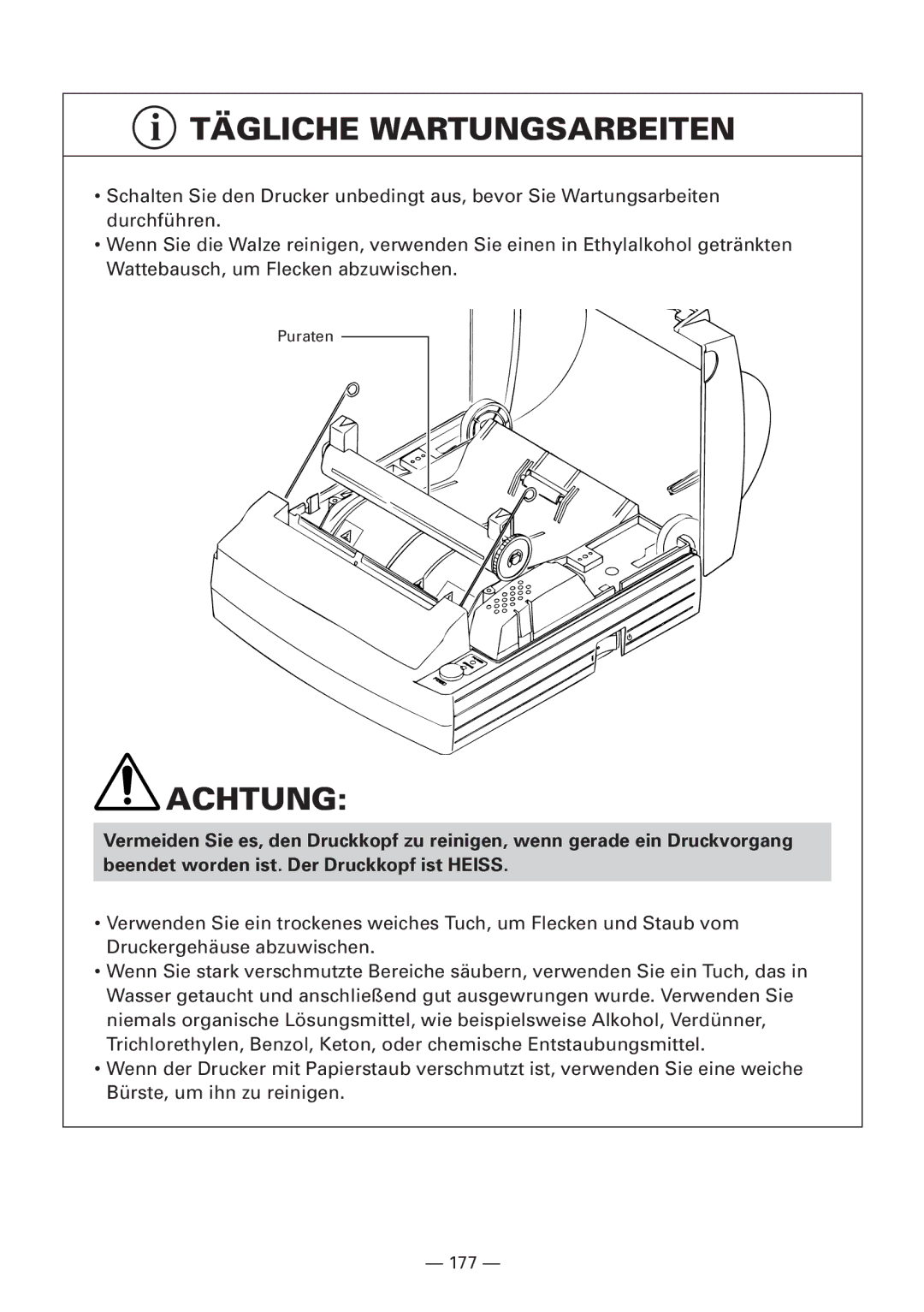 CBM America iDP3240 manual Tägliche Wartungsarbeiten 