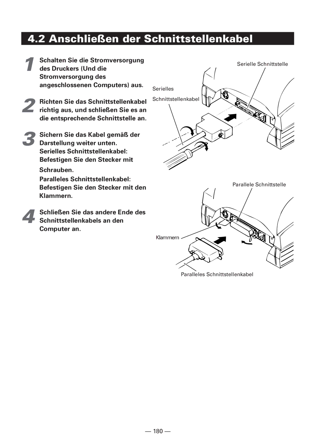 CBM America iDP3240 manual Anschließen der Schnittstellenkabel 