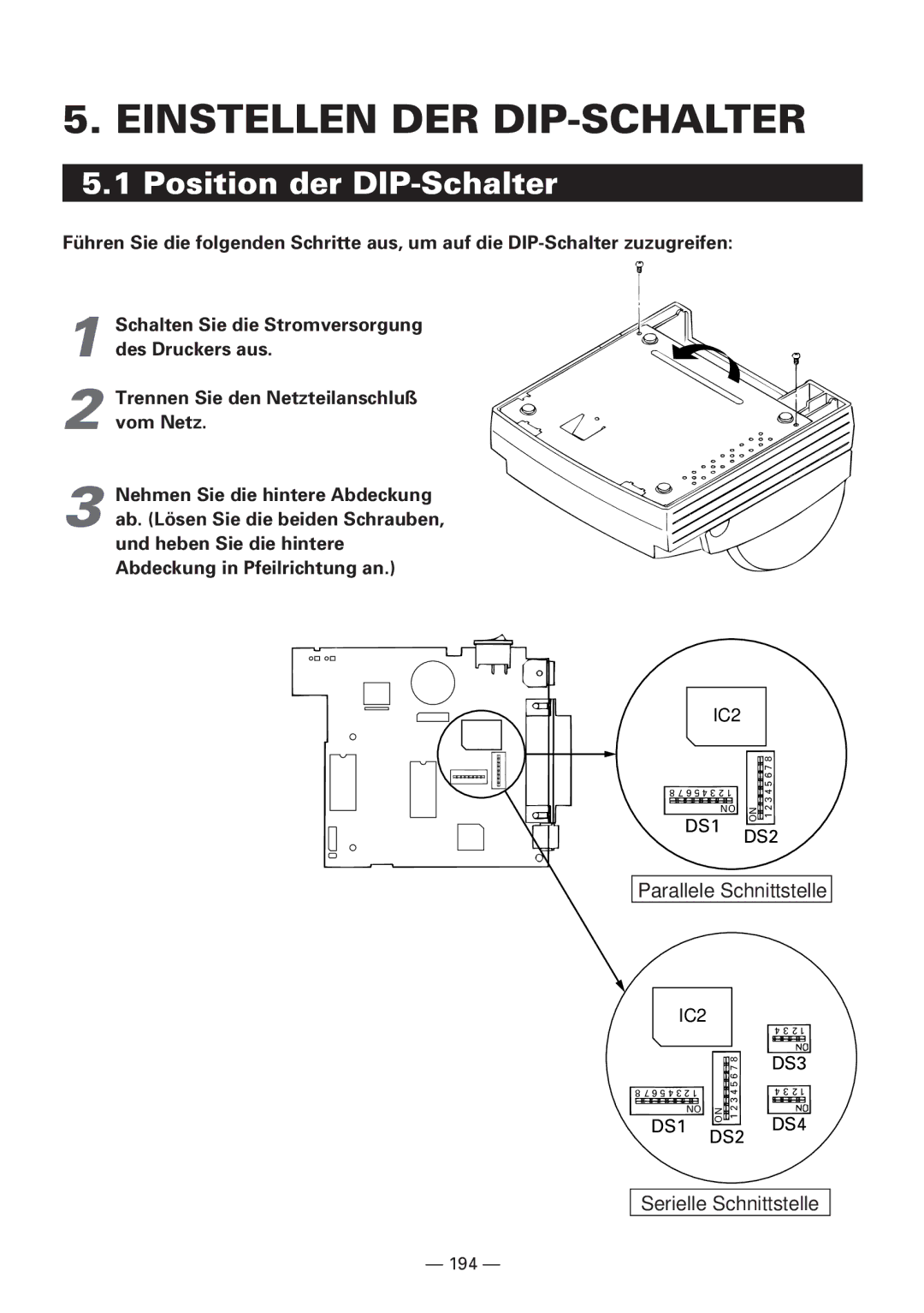 CBM America iDP3240 manual Einstellen DER DIP-SCHALTER, Position der DIP-Schalter 