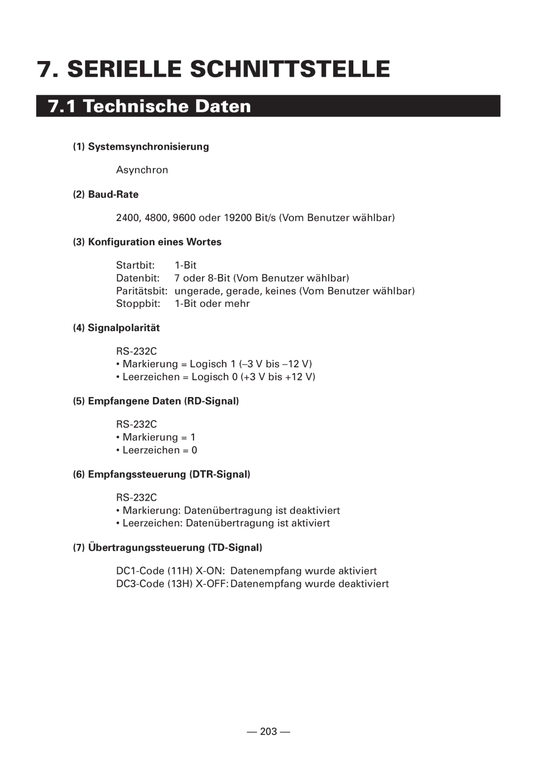 CBM America iDP3240 manual Serielle Schnittstelle, Technische Daten 