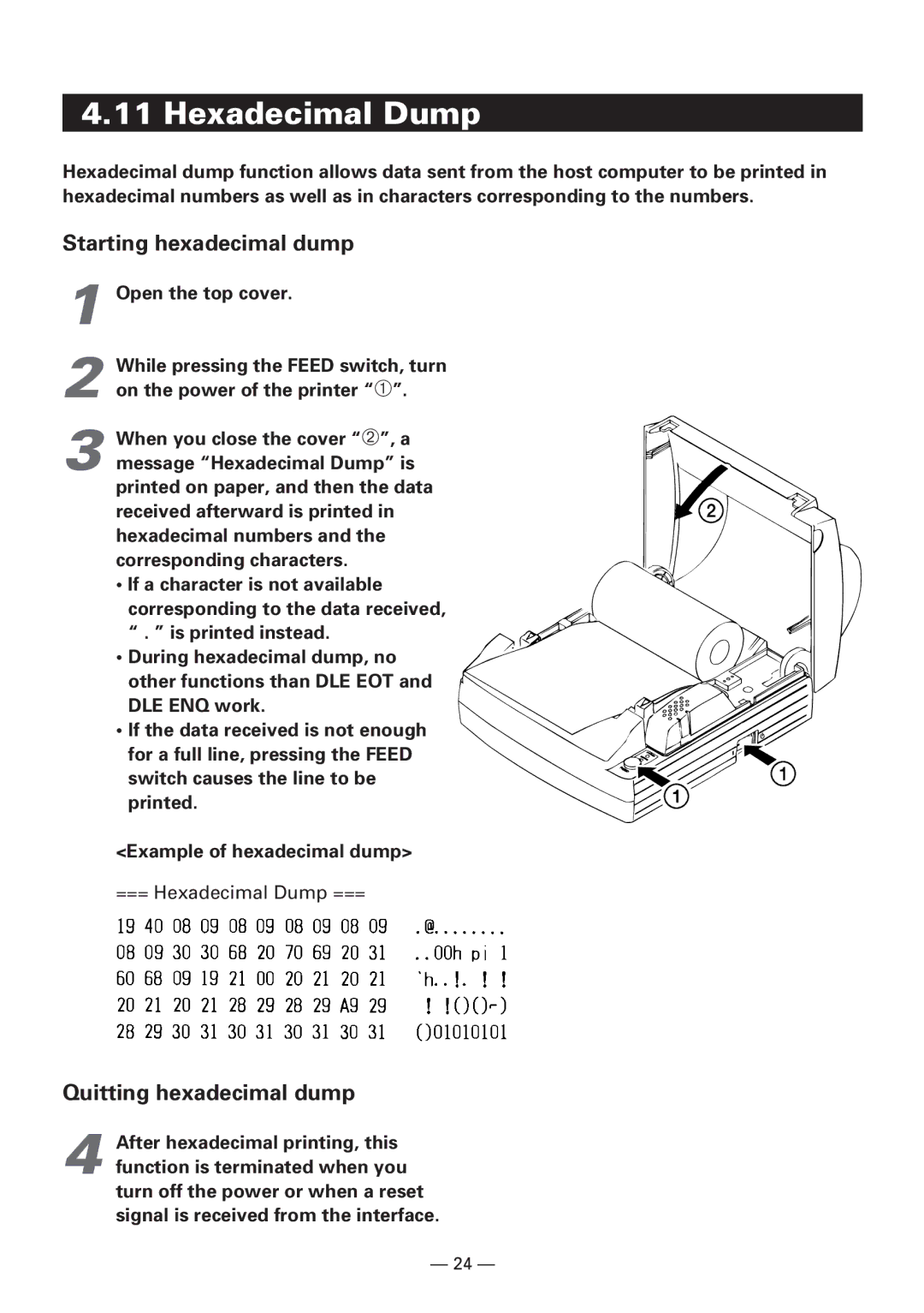 CBM America iDP3240 manual Hexadecimal Dump, Starting hexadecimal dump 