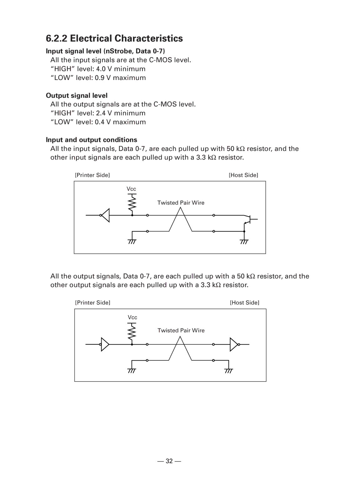 CBM America iDP3240 manual Electrical Characteristics, Input signal level nStrobe, Data, Output signal level 