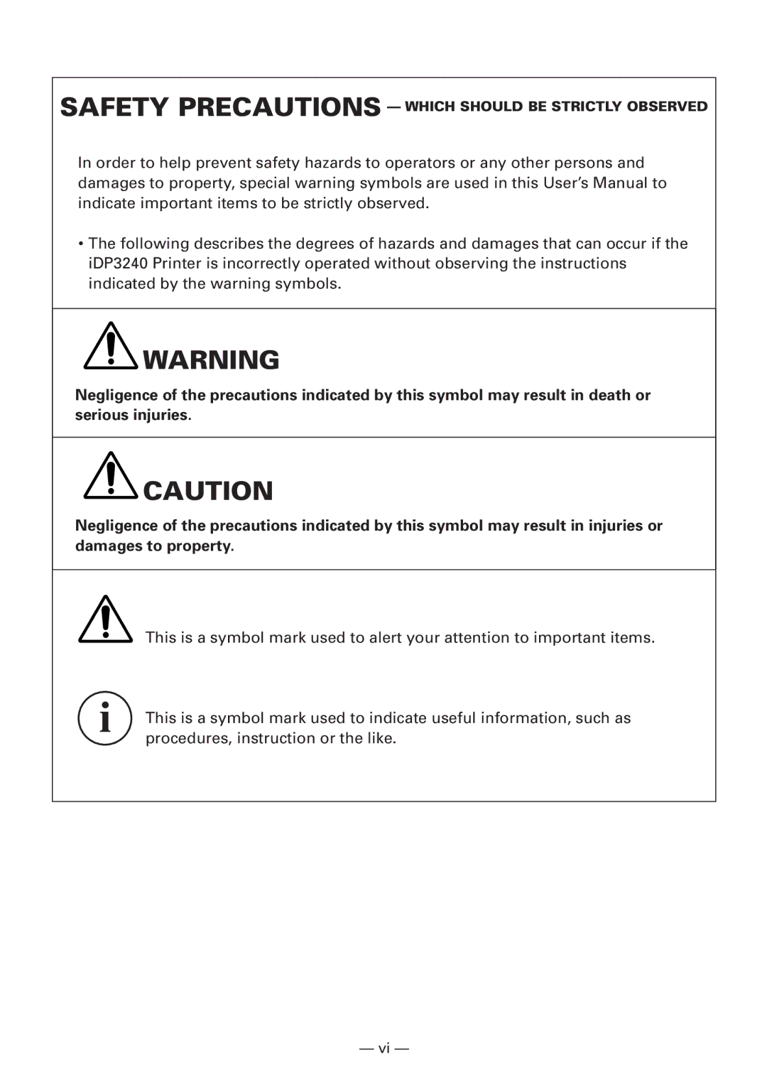 CBM America iDP3240 manual Safety Precautions Which should be Strictly Observed 