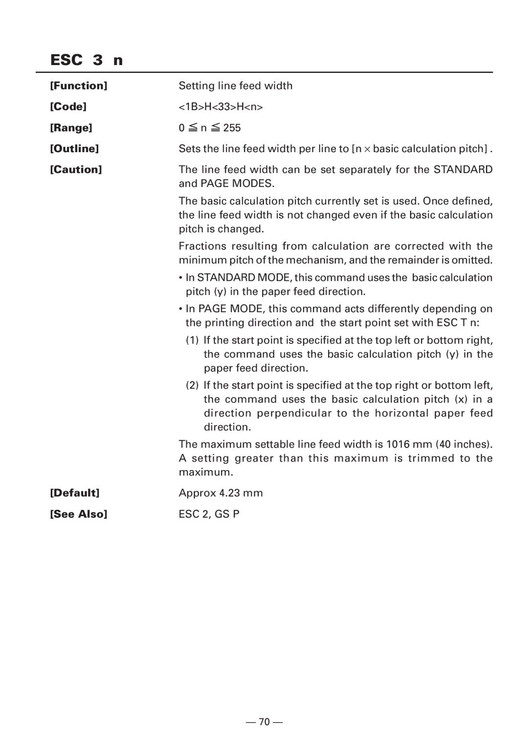 CBM America iDP3240 manual ESC 3 n, Default 