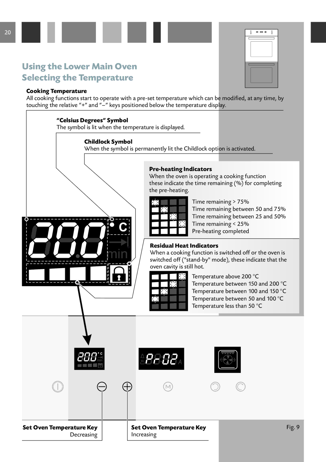 CDA 11Z6 manual Using the Lower Main Oven Selecting the Temperature 