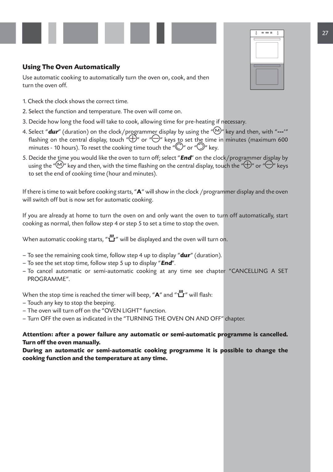 CDA 11Z6 manual Using The Oven Automatically 