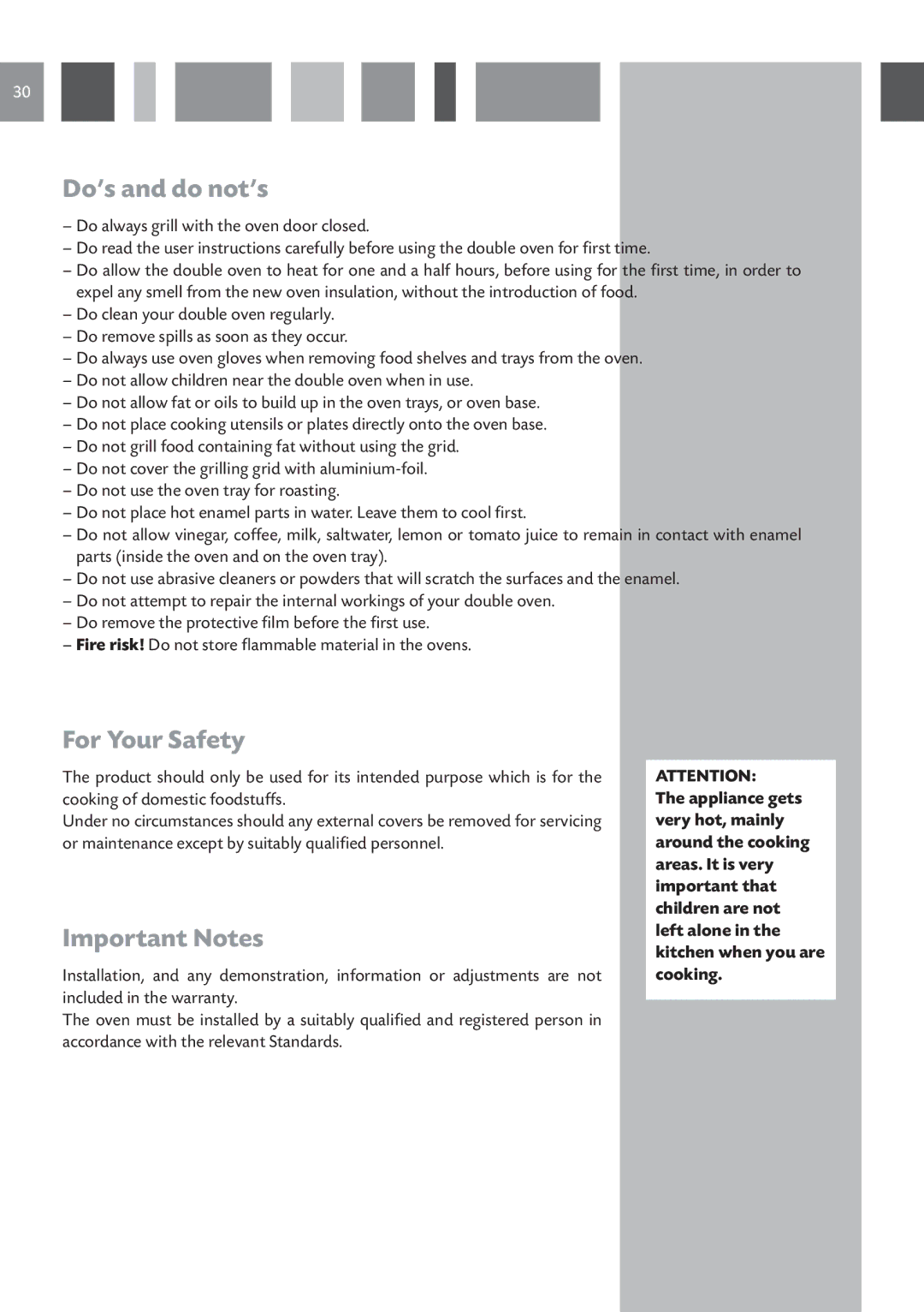 CDA 11Z6 manual Do’s and do not’s, For Your Safety, Important Notes 