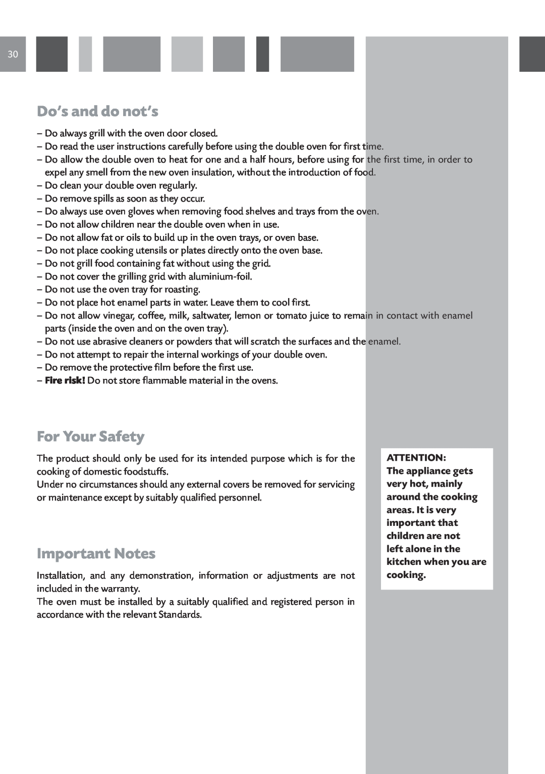 CDA 11Z6 manual Do’s and do not’s, For Your Safety, Important Notes 