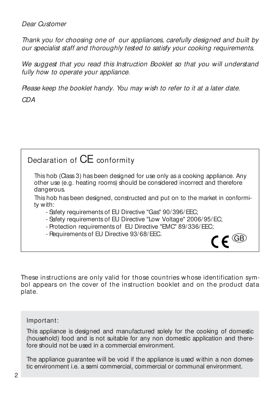 CDA 4Q4 manual Declaration of CE conformity 