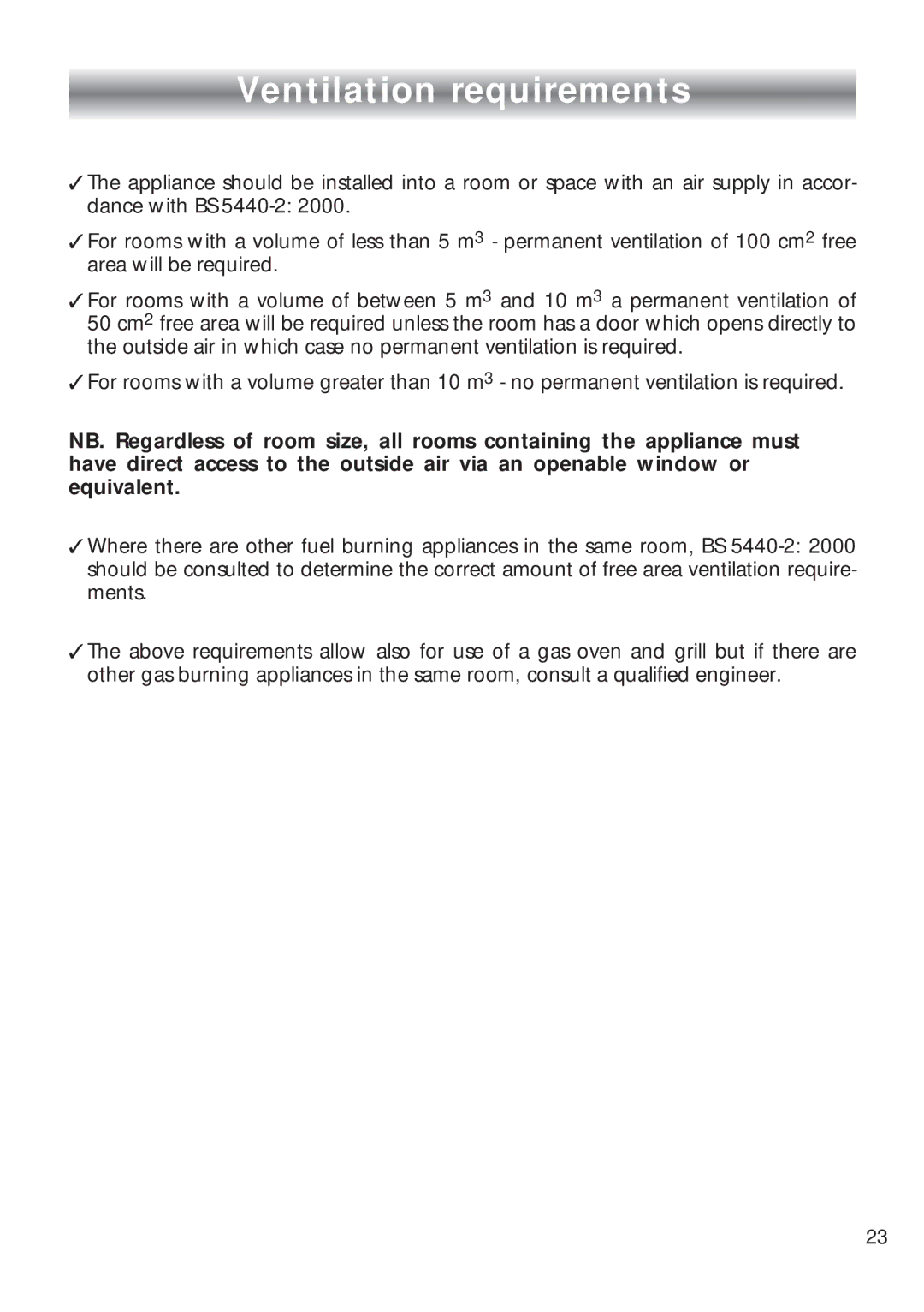 CDA 4Q4 manual Ventilation requirements 