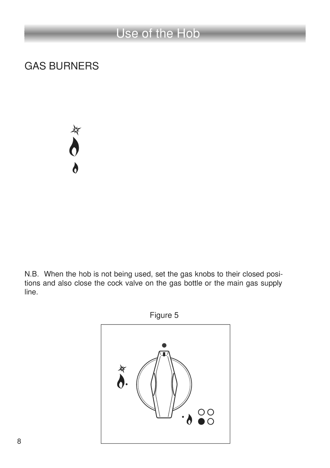 CDA 4Q4 manual Use of the Hob, GAS Burners 