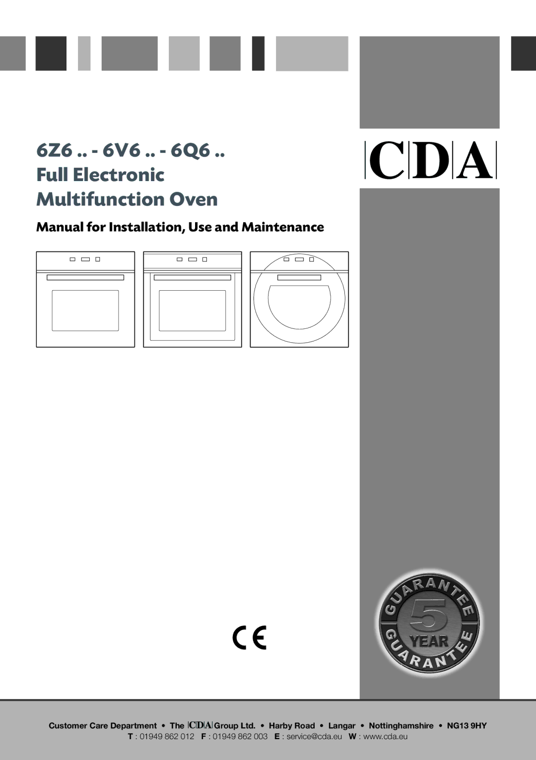 CDA manual 6Z6 .. 6V6 .. 6Q6 .. Full Electronic Multifunction Oven 