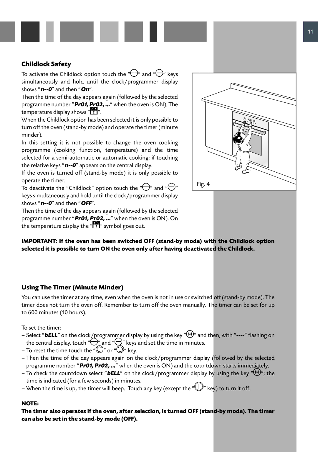 CDA 6Q6, 6Z6, 6V6 manual Childlock Safety, Using The Timer Minute Minder 