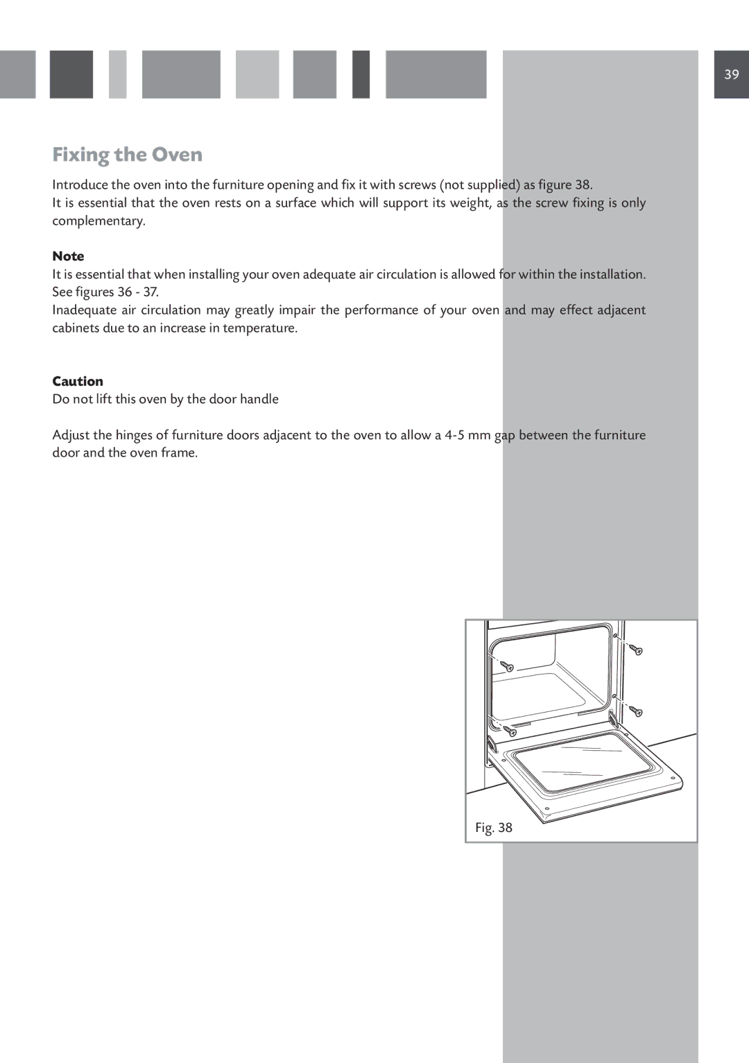 CDA 6Z6, 6V6, 6Q6 manual Fixing the Oven 