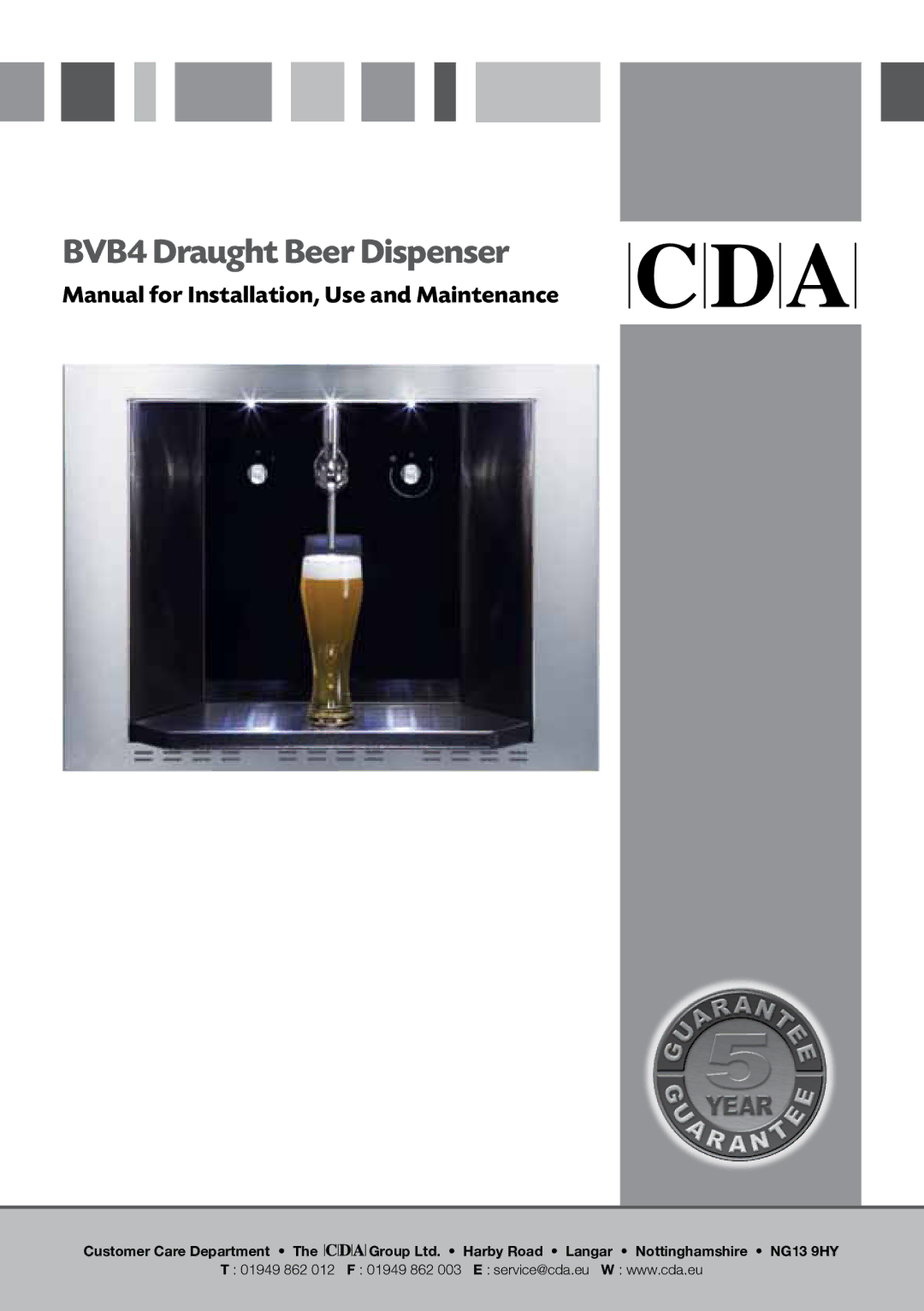 CDA manual BVB4 Draught Beer Dispenser 