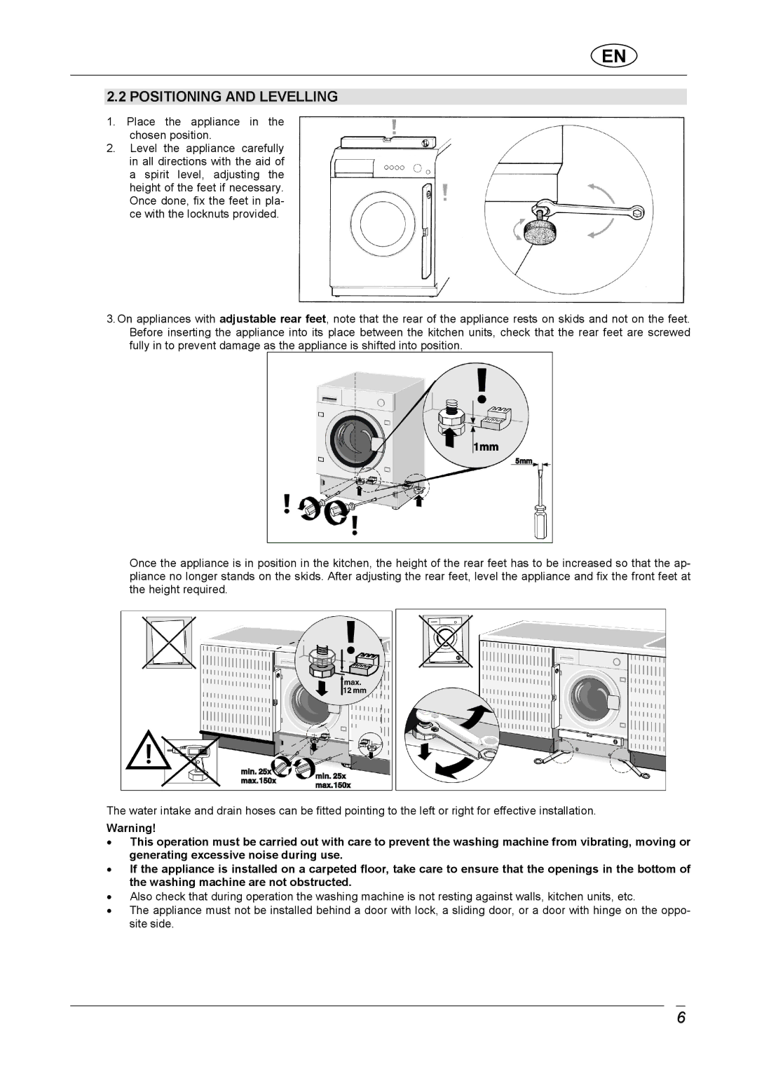 CDA C1370 manual Positioning and Levelling 