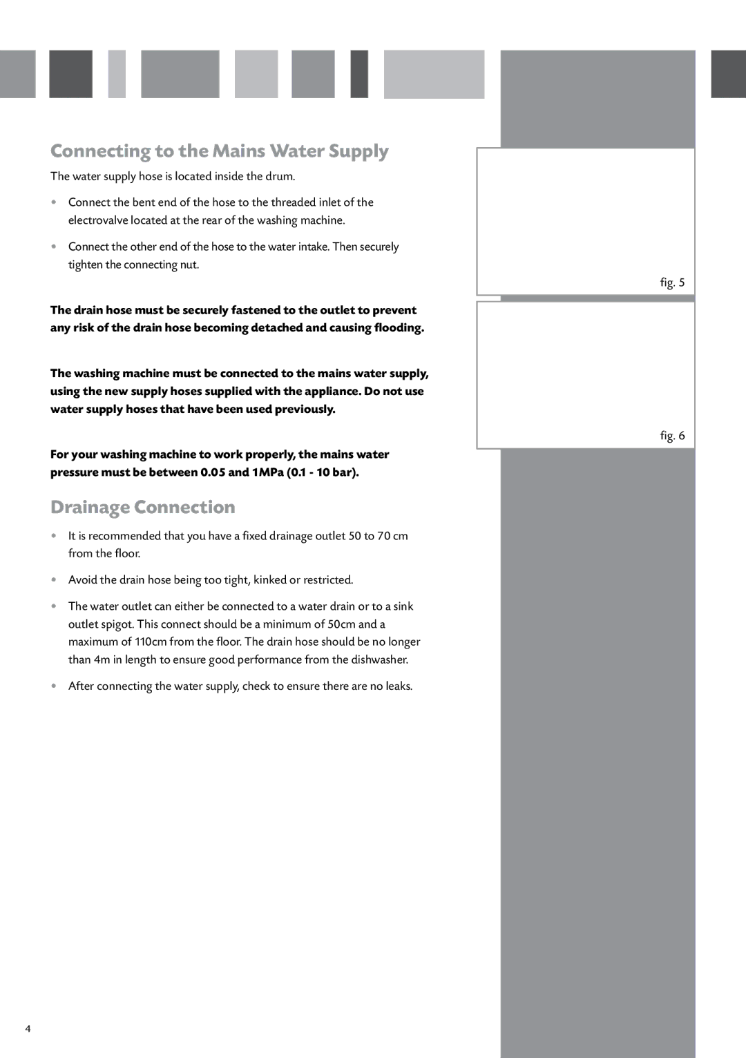 CDA CI240 manual Connecting to the Mains Water Supply, Drainage Connection 