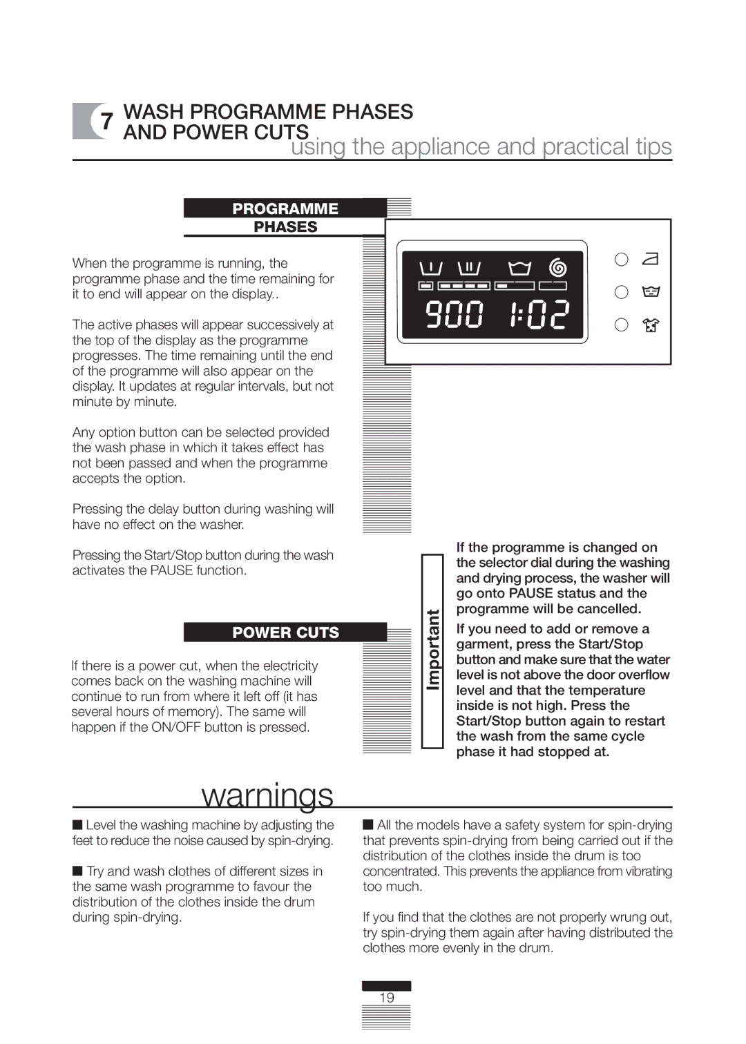 CDA CI930, CI330, CI830, CI230 manual Programme, Power Cuts 