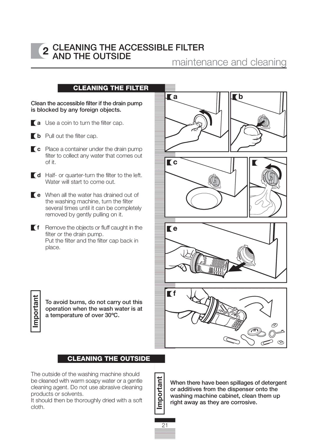 CDA CI830, CI330, CI230, CI930 manual Cleaning the Filter, Cleaning the Outside 