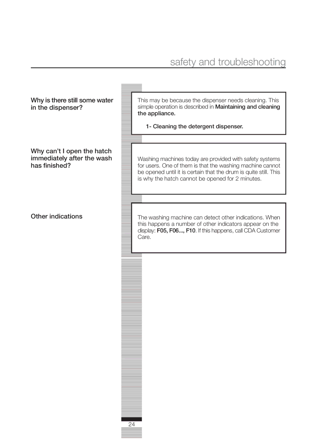 CDA CI330, CI830, CI230, CI930 manual Safety and troubleshooting 